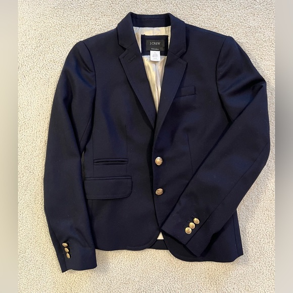 J.CREW Schoolboy Wool Blazer in Navy blue, Size 00 - Picture 4 of 5